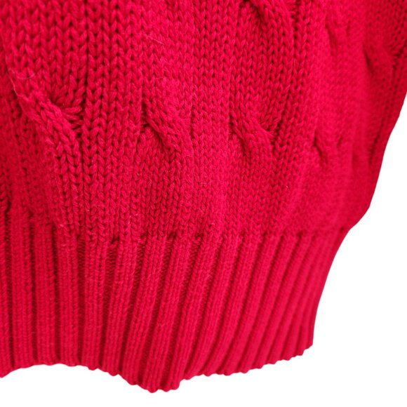 Ralph Lauren Polo Mens Cable Knit Sweater Red Cotton Button Up Long Sleeve Med. - Picture 10 of 12